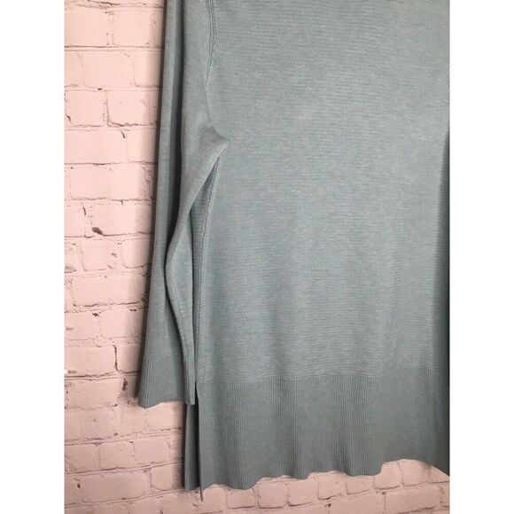 Blue Ribbed Knit tunic sweater - Picture 10 of 12